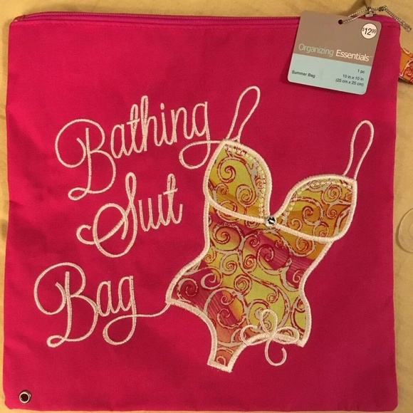 1 NEW Bathing Suit Swim Bikini Bag Organizing Essential 10x10 Waterproof Vinyl - Picture 4 of 7
